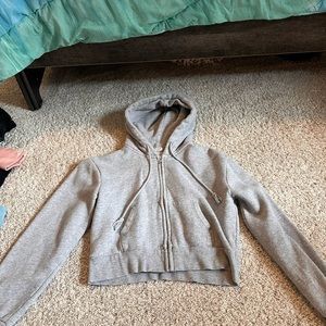 Grey cropped zip up hoodie